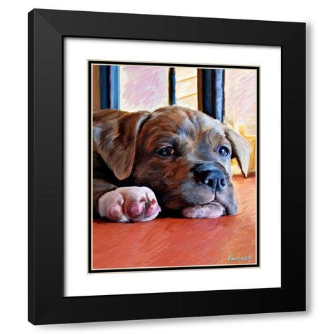 Kratos Baby Pit Bull Black Modern Wood Framed Art Print with Double Matting by McClintock, Robert