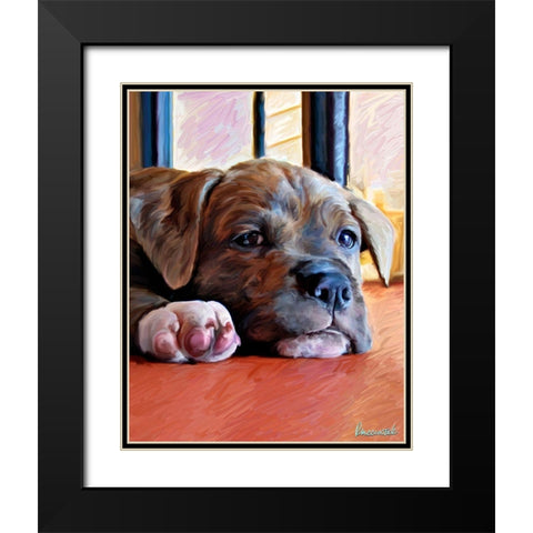 Kratos Baby Pit Bull Black Modern Wood Framed Art Print with Double Matting by McClintock, Robert