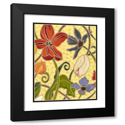 Sunny Garden I Black Modern Wood Framed Art Print with Double Matting by Deans, Karen