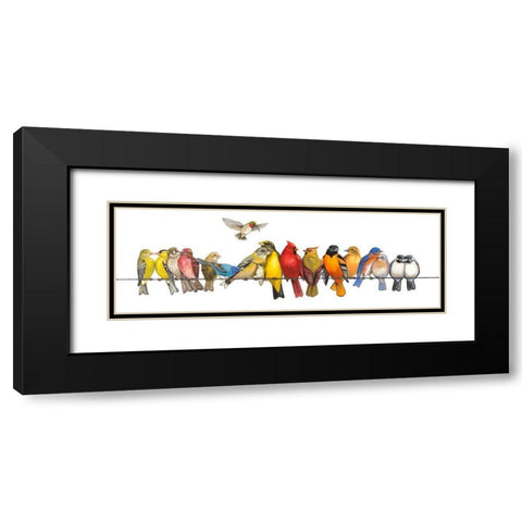 Large Bird Menagerie Black Modern Wood Framed Art Print with Double Matting by Russell, Wendy