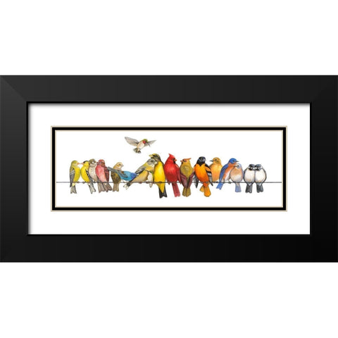 Large Bird Menagerie Black Modern Wood Framed Art Print with Double Matting by Russell, Wendy