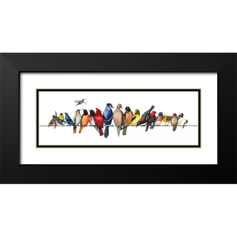 Large Bird Menagerie Black Modern Wood Framed Art Print with Double Matting by Russell, Wendy