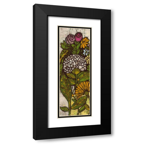 Batik Flower Panel I Black Modern Wood Framed Art Print with Double Matting by Davis, Andrea