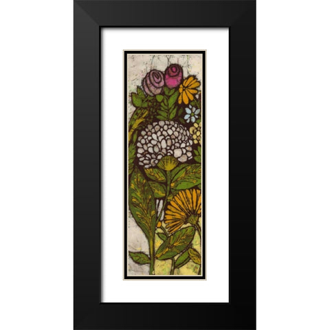 Batik Flower Panel I Black Modern Wood Framed Art Print with Double Matting by Davis, Andrea
