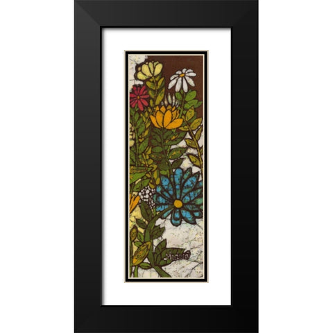 Batik Flower Panel II Black Modern Wood Framed Art Print with Double Matting by Davis, Andrea