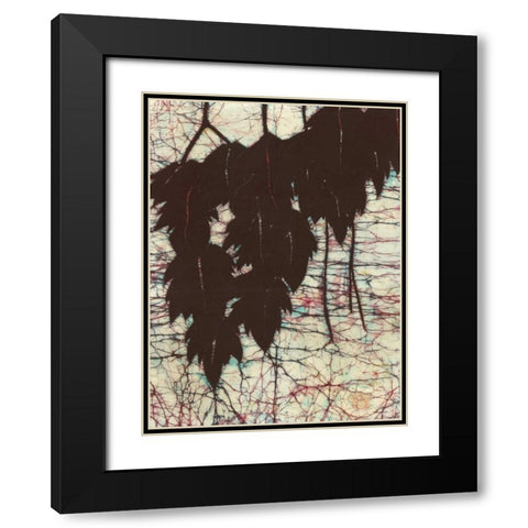 Batik Hanging Leaves I Black Modern Wood Framed Art Print with Double Matting by Davis, Andrea