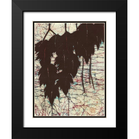 Batik Hanging Leaves I Black Modern Wood Framed Art Print with Double Matting by Davis, Andrea