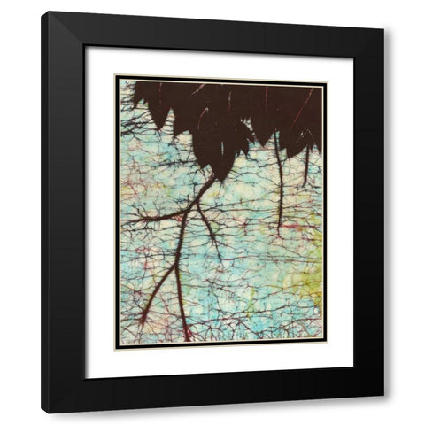 Batik Hanging Leaves II Black Modern Wood Framed Art Print with Double Matting by Davis, Andrea