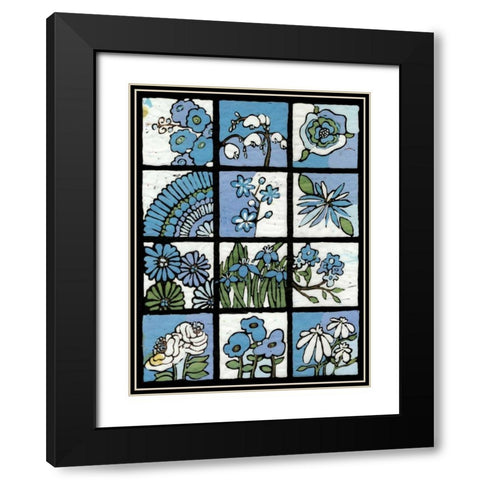Asure Botanical I 12-Patch Black Modern Wood Framed Art Print with Double Matting by Davis, Andrea