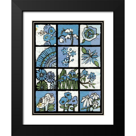 Asure Botanical I 12-Patch Black Modern Wood Framed Art Print with Double Matting by Davis, Andrea