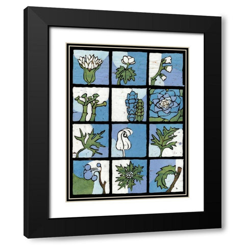 Asure Botanical II 12-Patch Black Modern Wood Framed Art Print with Double Matting by Davis, Andrea