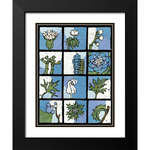 Asure Botanical II 12-Patch Black Modern Wood Framed Art Print with Double Matting by Davis, Andrea