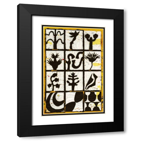 Black Botanical 12-Patch Black Modern Wood Framed Art Print with Double Matting by Davis, Andrea