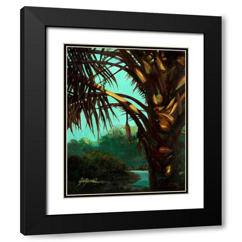 Dark Palm Black Modern Wood Framed Art Print with Double Matting by Wilkins, Suzanne