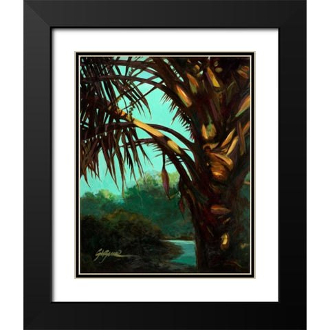 Dark Palm Black Modern Wood Framed Art Print with Double Matting by Wilkins, Suzanne