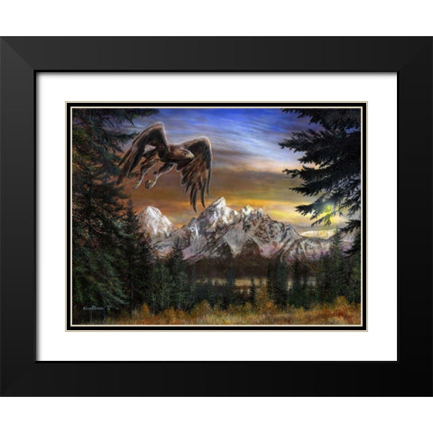 Soaring Eagle Black Modern Wood Framed Art Print with Double Matting by Daniel, Kevin