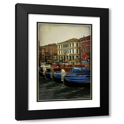 Venetian Canals II Black Modern Wood Framed Art Print with Double Matting by Head, Danny