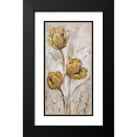 Golden Poppies on Taupe II Black Modern Wood Framed Art Print with Double Matting by OToole, Tim