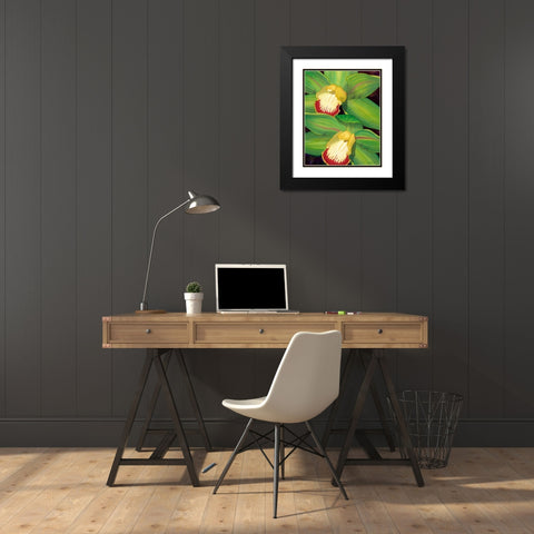 Lime Orchid I Black Modern Wood Framed Art Print with Double Matting by Higby, Jason