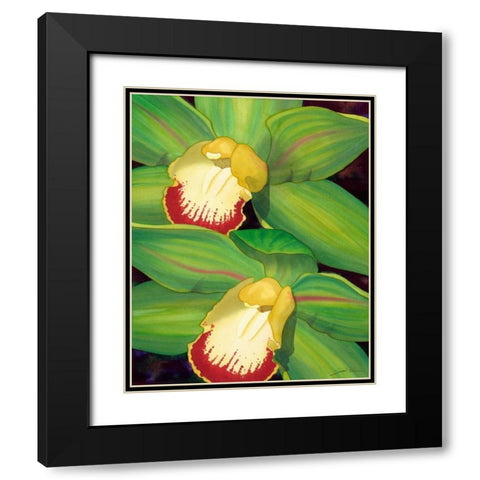 Lime Orchid I Black Modern Wood Framed Art Print with Double Matting by Higby, Jason
