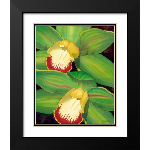 Lime Orchid I Black Modern Wood Framed Art Print with Double Matting by Higby, Jason