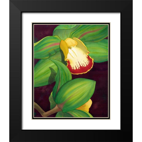 Lime Orchid II Black Modern Wood Framed Art Print with Double Matting by Higby, Jason