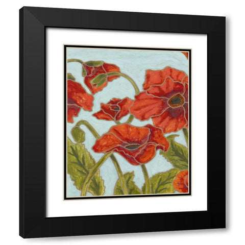 Poppy Talk I Black Modern Wood Framed Art Print with Double Matting by Deans, Karen