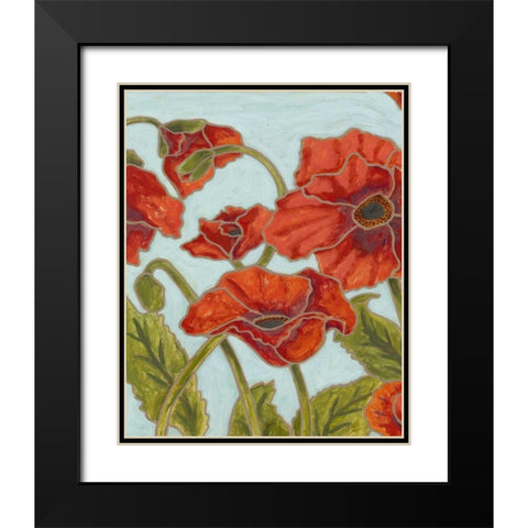 Poppy Talk I Black Modern Wood Framed Art Print with Double Matting by Deans, Karen