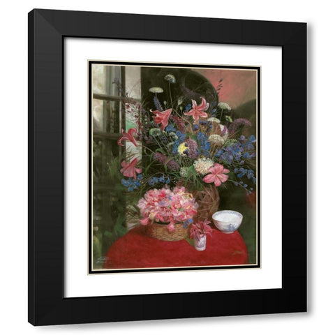 Floral Still Life I Black Modern Wood Framed Art Print with Double Matting by Bo, Li