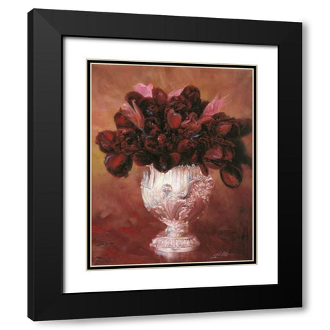 Floral Still Life II Black Modern Wood Framed Art Print with Double Matting by Bo, Li