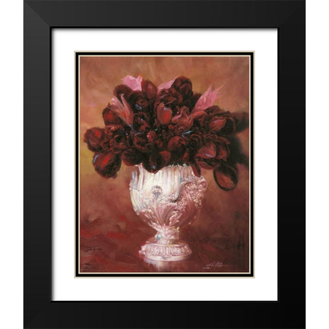 Floral Still Life II Black Modern Wood Framed Art Print with Double Matting by Bo, Li