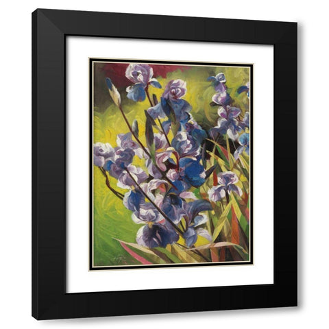 Iris Garden I Black Modern Wood Framed Art Print with Double Matting by Bo, Li