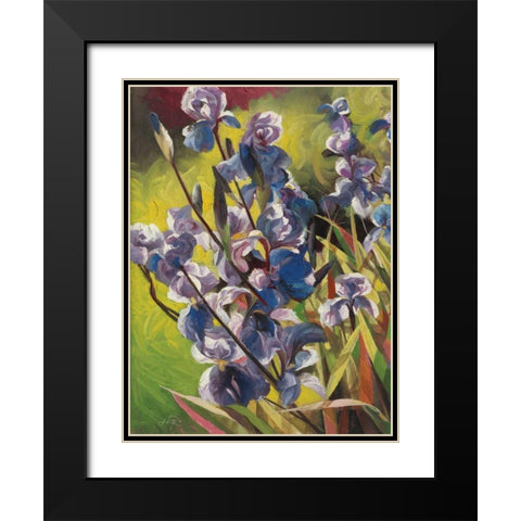 Iris Garden I Black Modern Wood Framed Art Print with Double Matting by Bo, Li