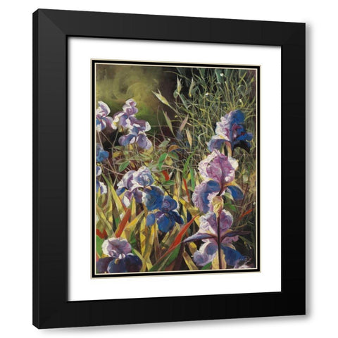 Iris Garden II Black Modern Wood Framed Art Print with Double Matting by Bo, Li