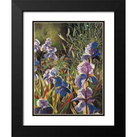 Iris Garden II Black Modern Wood Framed Art Print with Double Matting by Bo, Li