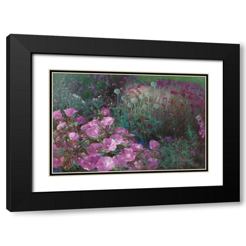 Violet Garden Black Modern Wood Framed Art Print with Double Matting by Bo, Li
