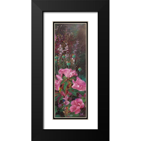 Pink Azalea Garden II Black Modern Wood Framed Art Print with Double Matting by Bo, Li