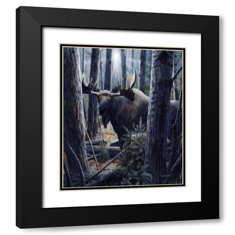 King of the Northwoods Black Modern Wood Framed Art Print with Double Matting by Daniel, Kevin