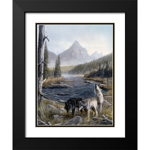 Vantage Point II Black Modern Wood Framed Art Print with Double Matting by Daniel, Kevin