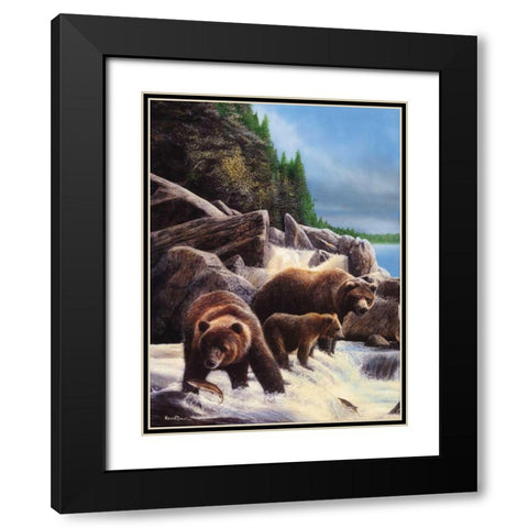 Grizzlies by Falls Black Modern Wood Framed Art Print with Double Matting by Daniel, Kevin