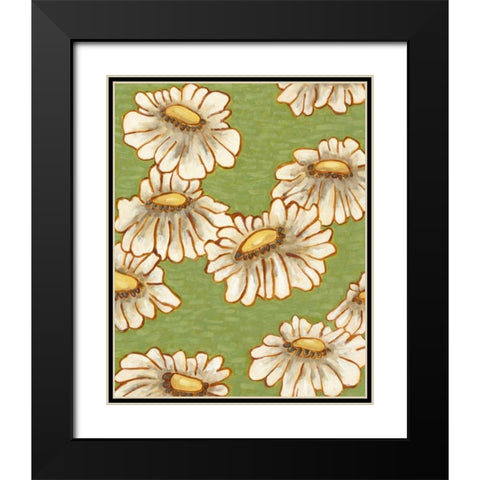 Mums on Green I Black Modern Wood Framed Art Print with Double Matting by Deans, Karen
