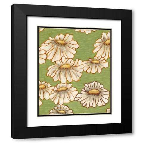 Mums on Green II Black Modern Wood Framed Art Print with Double Matting by Deans, Karen