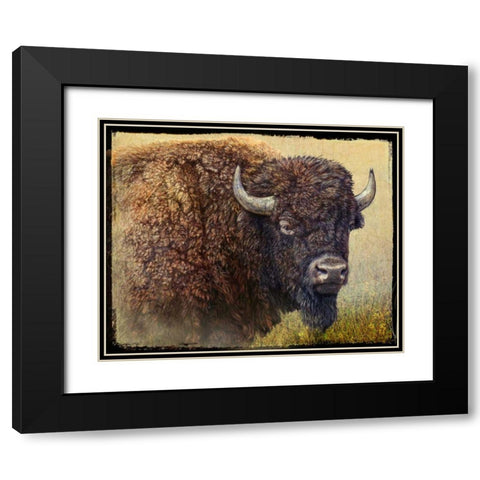 Bison Portrait I Black Modern Wood Framed Art Print with Double Matting by Vest, Chris