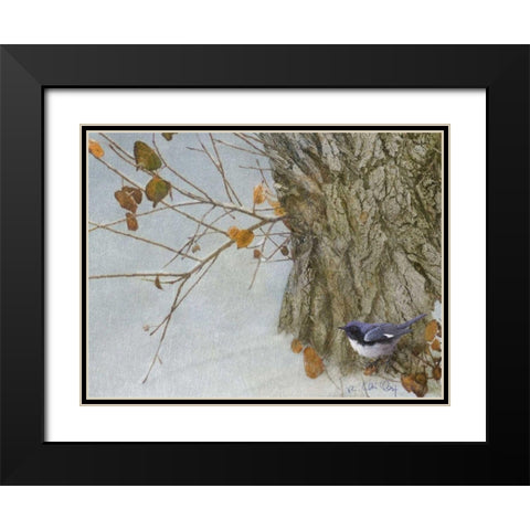 Late Snow Warbler Black Modern Wood Framed Art Print with Double Matting by Vest, Chris