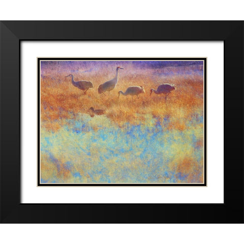 Cranes in Soft Mist Black Modern Wood Framed Art Print with Double Matting by Vest, Chris