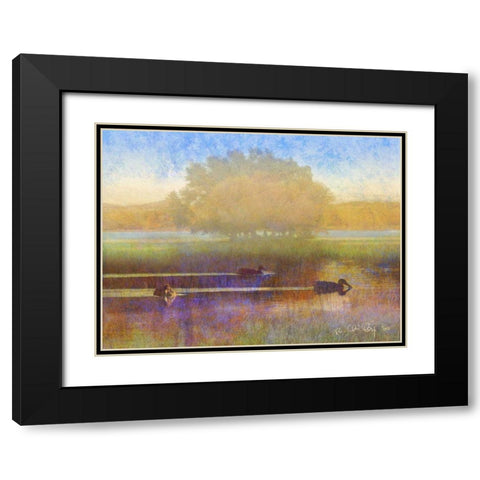 Ducks in Soft Mist Black Modern Wood Framed Art Print with Double Matting by Vest, Chris