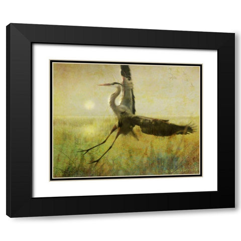 Foggy Heron II Black Modern Wood Framed Art Print with Double Matting by Vest, Chris