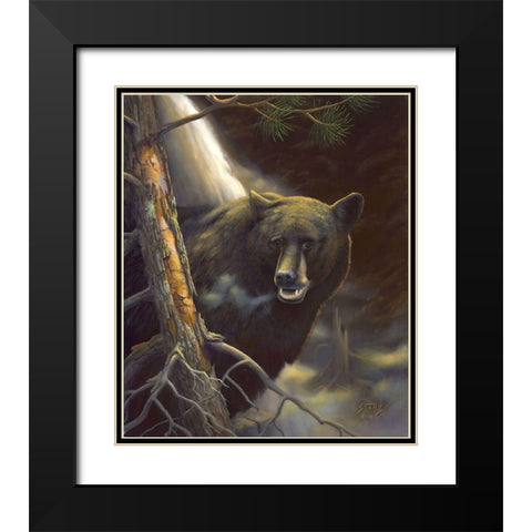 Bear Portrait Black Modern Wood Framed Art Print with Double Matting by Stans, Leo