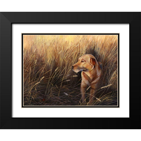 Golden Grass Black Modern Wood Framed Art Print with Double Matting by Stans, Leo
