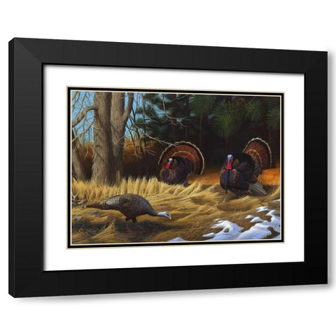 Turkies Black Modern Wood Framed Art Print with Double Matting by Stans, Leo